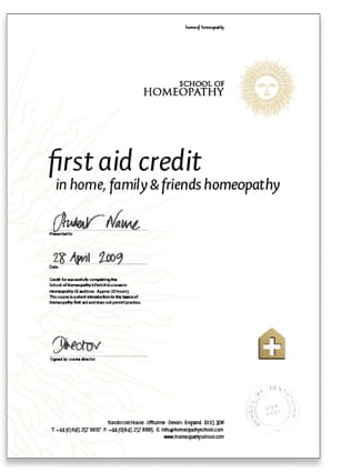 Homeopathy First Aid Home Certificate