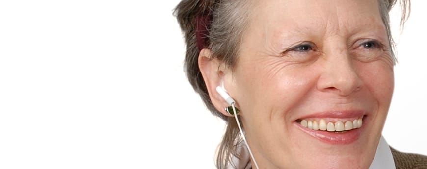 Val enjoying the audio lectures